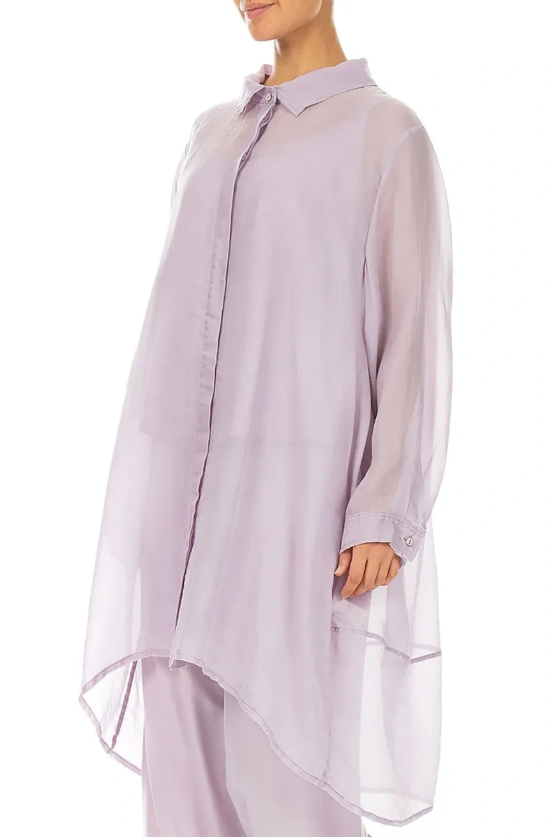 Longer Back Lilac Silk Cotton Shirt 3