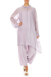 Longer Back Lilac Silk Cotton Shirt 4