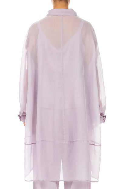 Longer Back Lilac Silk Cotton Shirt 2