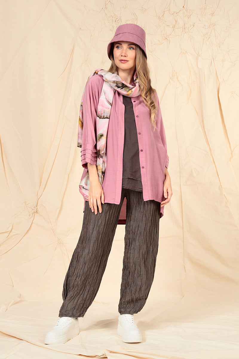 Longer Back Mauve Taupe Silk Bamboo Shirt 7