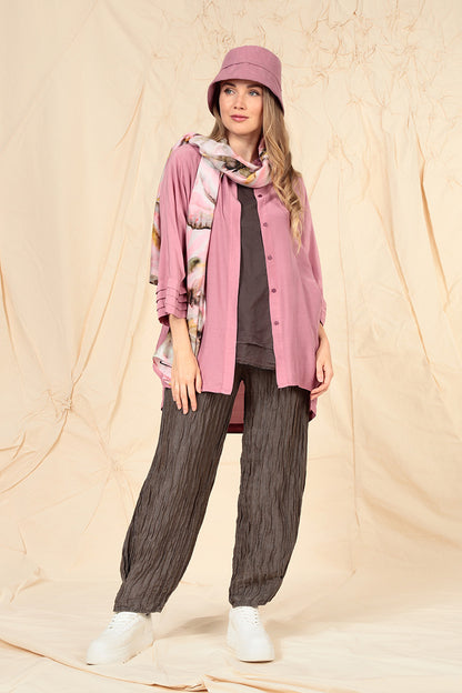 Longer Back Mauve Taupe Silk Bamboo Shirt 7