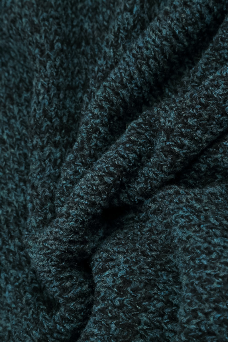 Longer Back Mélange Dark Teal Wool Cardigan 5