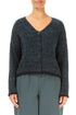 Longer Back Mélange Dark Teal Wool Cardigan 1