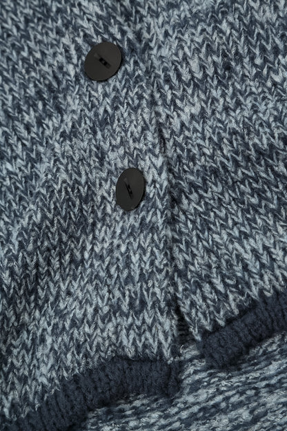 Longer Back Mélange Dusty Blue Wool Cardigan 5