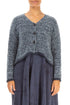 Longer Back Mélange Dusty Blue Wool Cardigan 1