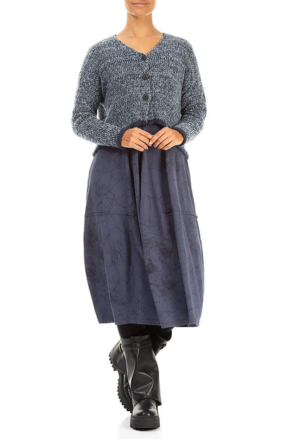 Longer Back Mélange Dusty Blue Wool Cardigan 4