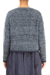 Longer Back Mélange Dusty Blue Wool Cardigan 2