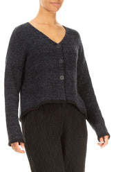 Longer Back Mélange Midnight Grey Wool Cardigan 3