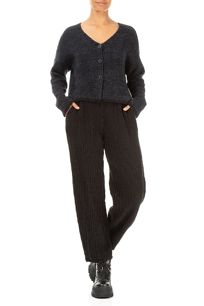 Longer Back Mélange Midnight Grey Wool Cardigan 4