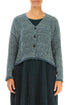 Longer Back Mélange Peacock Grey Wool Cardigan 1