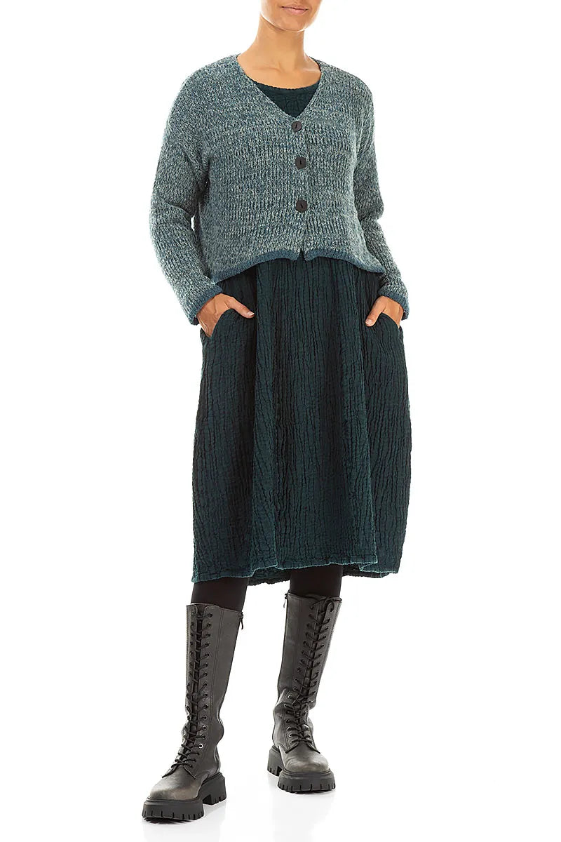 Longer Back Mélange Peacock Grey Wool Cardigan 4