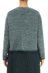 Longer Back Mélange Peacock Grey Wool Cardigan 2