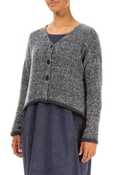 Longer Back Mélange Slate Grey Wool Cardigan 3