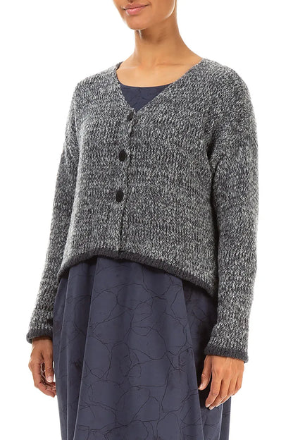 Longer Back Mélange Slate Grey Wool Cardigan 3