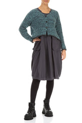 Longer Back Mélange Teal Wool Cardigan 4