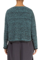 Longer Back Mélange Teal Wool Cardigan 2