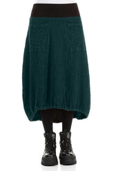 Longer Back Peacock Textured Linen Skirt 1