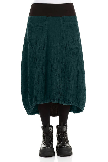 Longer Back Peacock Textured Linen Skirt 1