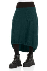 Longer Back Peacock Textured Linen Skirt 3