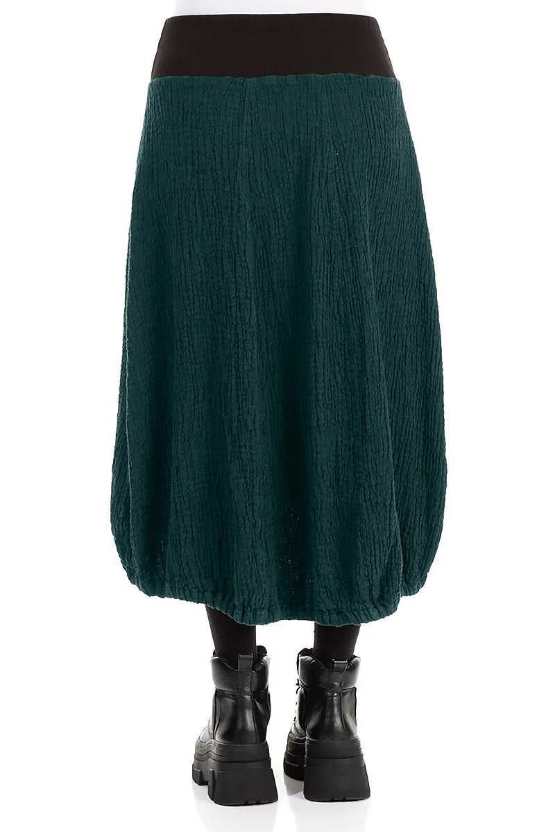 Longer Back Peacock Textured Linen Skirt 2