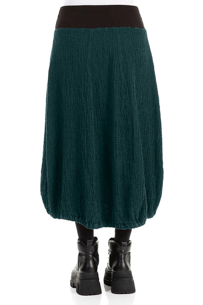 Longer Back Peacock Textured Linen Skirt 2