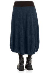 Longer Back Royal Blue Textured Linen Skirt 2