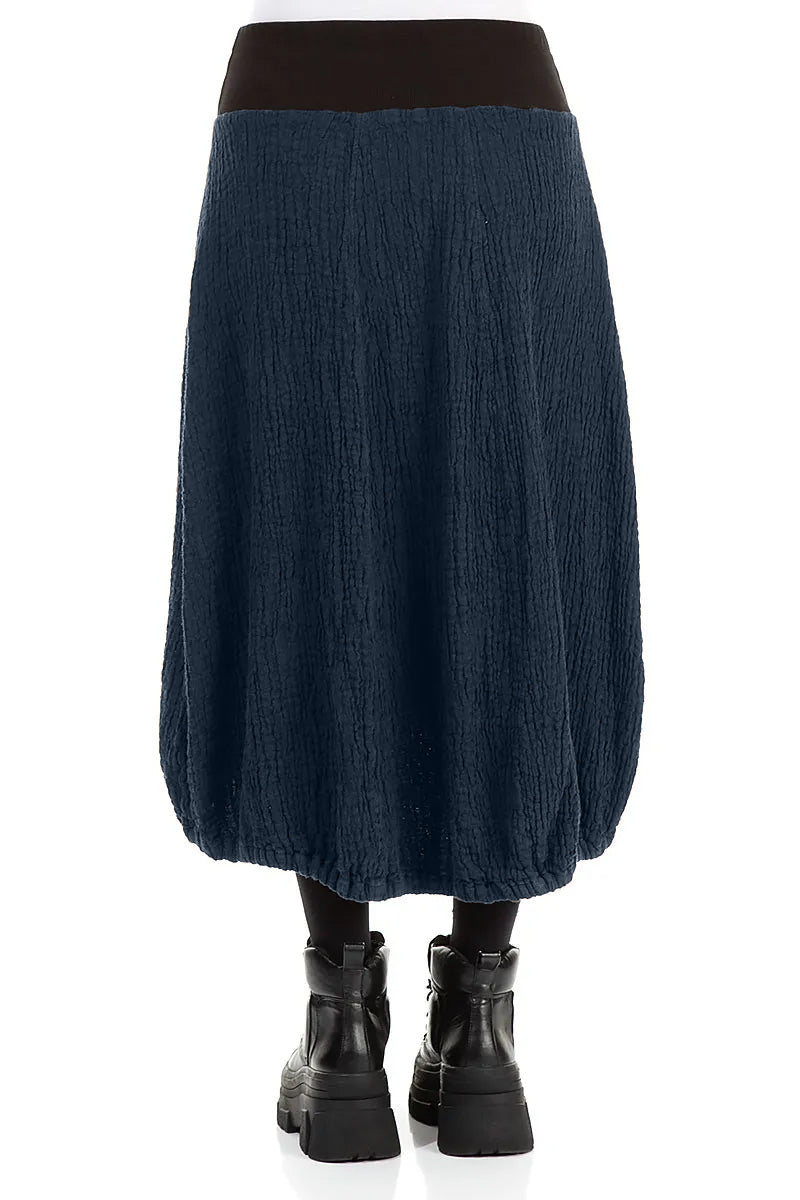 Longer Back Royal Blue Textured Linen Skirt 2