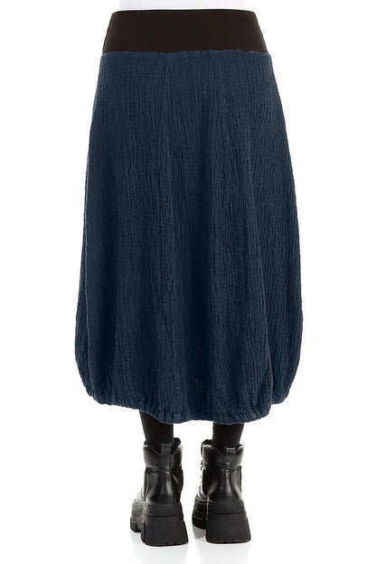Longer Back Royal Blue Textured Linen Skirt 2