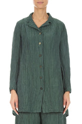 Longer Back Sage Crinkled Silk Linen Jacket 1