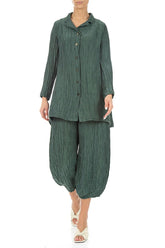 Longer Back Sage Crinkled Silk Linen Jacket 4