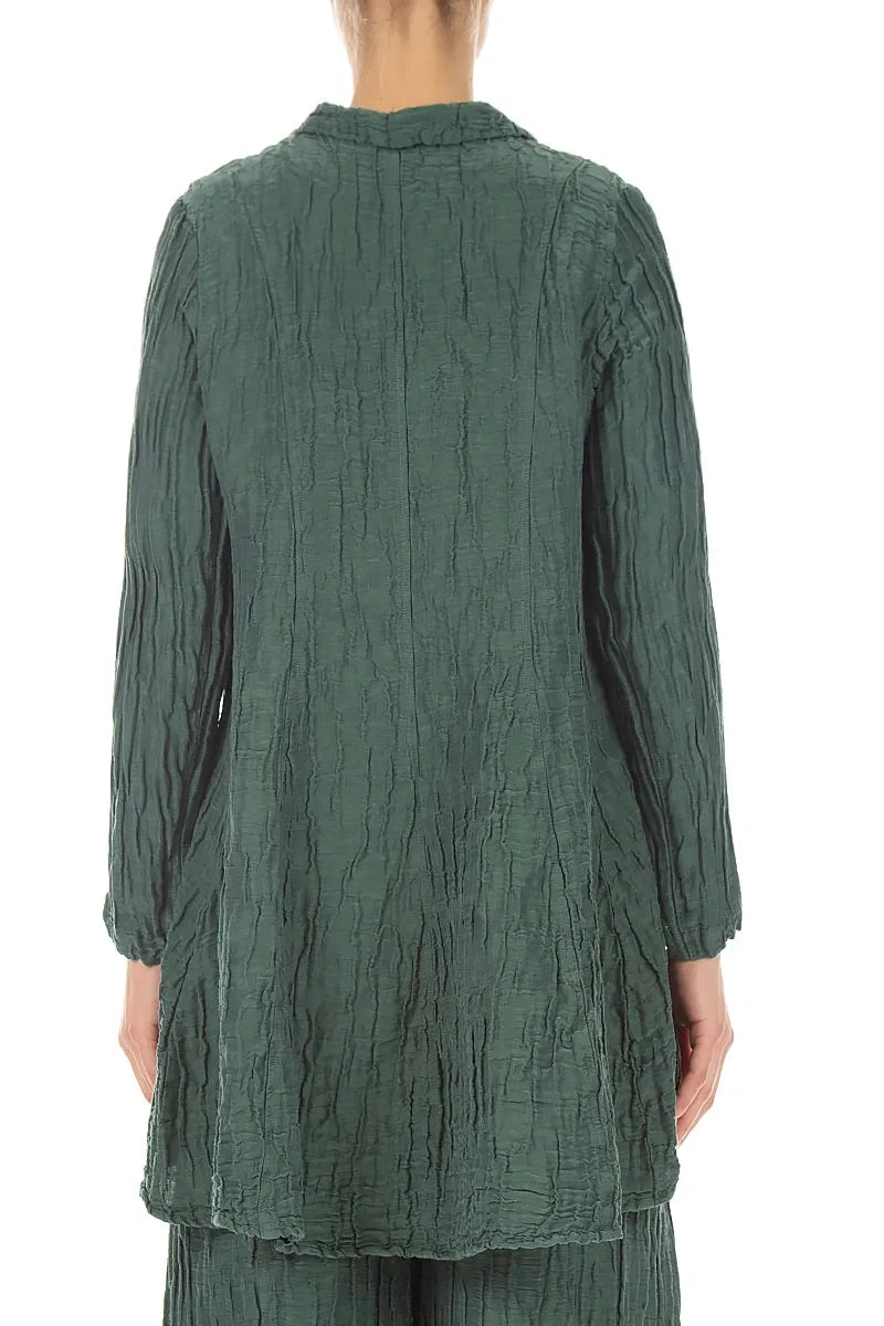 Longer Back Sage Crinkled Silk Linen Jacket 2