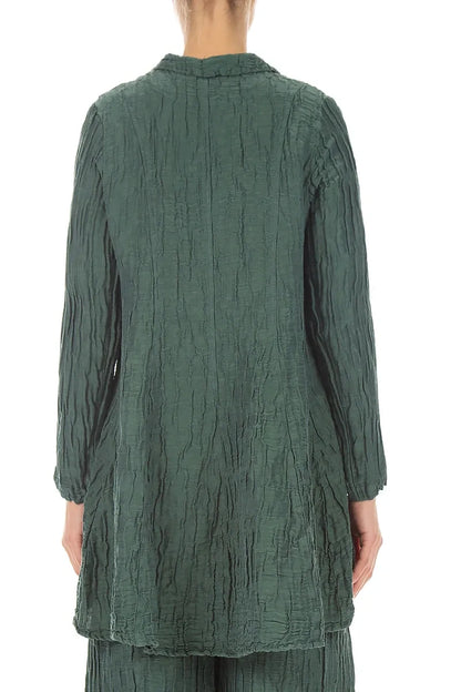 Longer Back Sage Crinkled Silk Linen Jacket 2