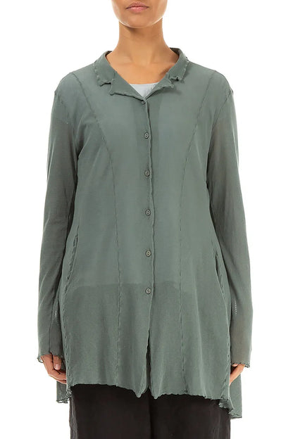 Longer Back Sage Mesh Soft Cotton Jacket 1