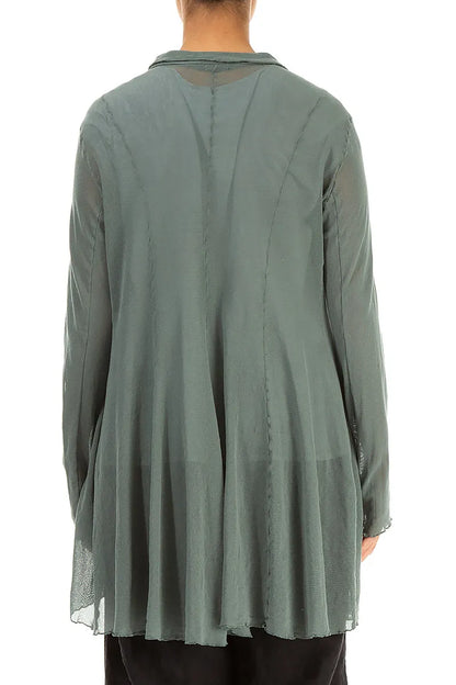 Longer Back Sage Mesh Soft Cotton Jacket 2