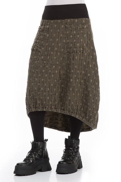 Longer Back Silver Sage Textured Linen Skirt