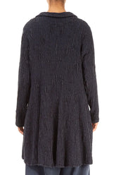 Longer Back Slate Blue Textured Silk Linen Jacket 2