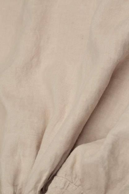 Longer Back Sleeveless Beige Linen Top