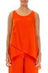 Longer Back Sleeveless Flame Orange Gauze Linen Blouse 1