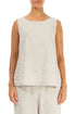 Longer Back Sleeveless Natural Linen Top 1