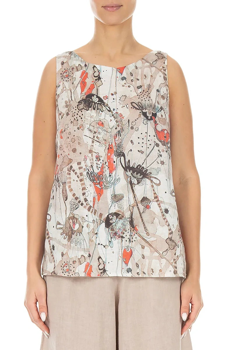 Haut Savannah en lin sans manches à dos long