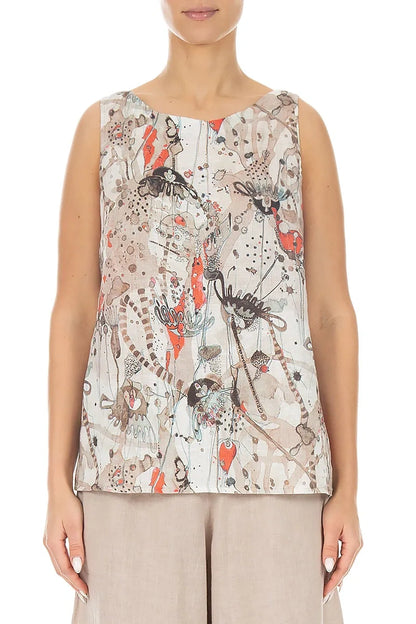 Haut Savannah en lin sans manches à dos long