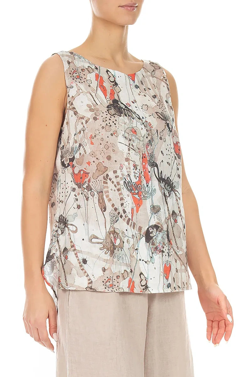 Haut Savannah en lin sans manches à dos long