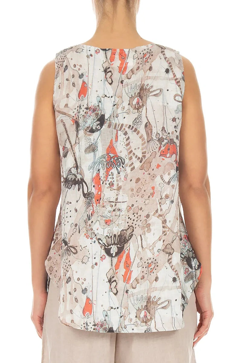 Haut Savannah en lin sans manches à dos long