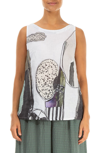 Longer Back Sleeveless Tumbled Stone Linen Top 1