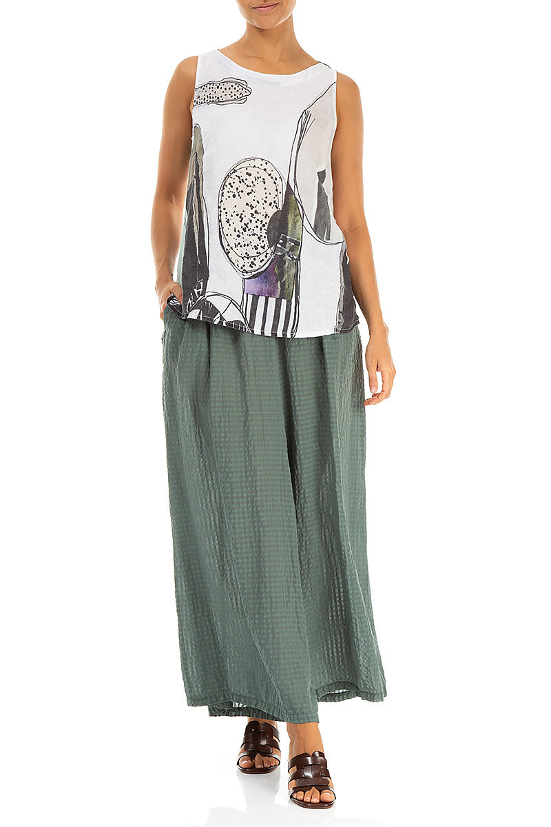 Longer Back Sleeveless Tumbled Stone Linen Top 4