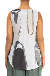 Longer Back Sleeveless Tumbled Stone Linen Top 2