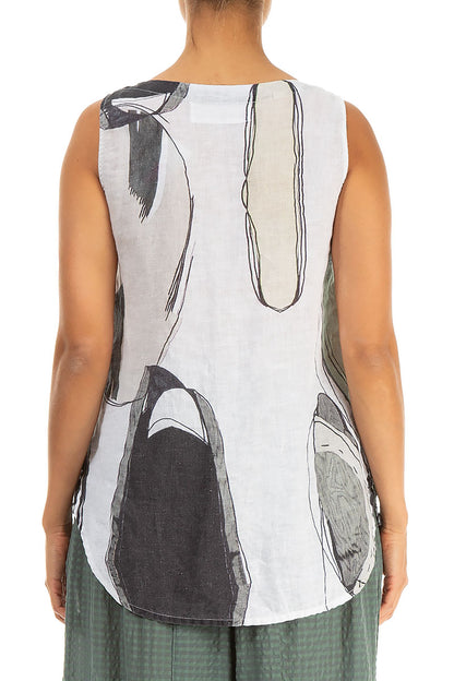 Longer Back Sleeveless Tumbled Stone Linen Top 2