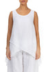 Longer Back Sleeveless White Gauze Linen Blouse 1