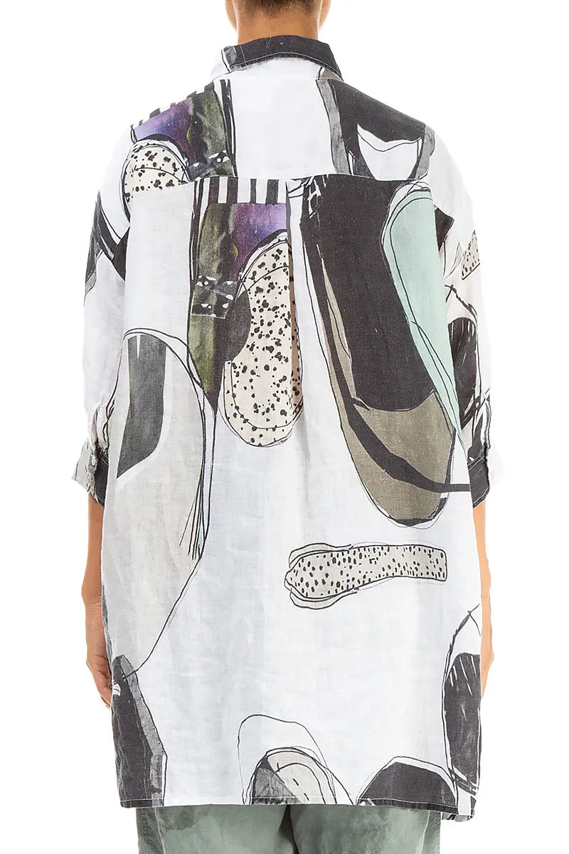 Longer Back Tumbled Stone Linen Shirt 2