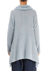 Longer Back Turtleneck Silver Blue Wool Sweater 2